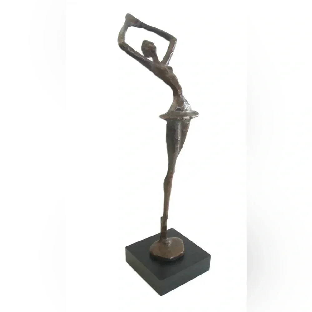 Modernist patinated bronze ballerina sculpture - united states pottery barn